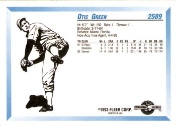 1993 Fleer ProCards #2589 Otis Green Back
