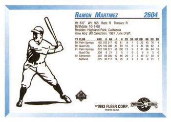 1993 Fleer ProCards #2604 Ray Martinez Back