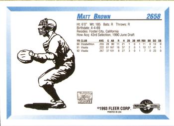1993 Fleer ProCards #2658 Matt Brown Back