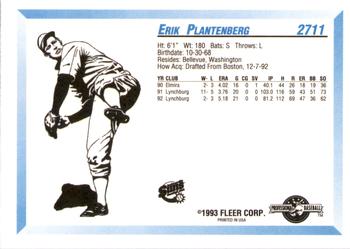 1993 Fleer ProCards #2711 Erik Plantenberg Back
