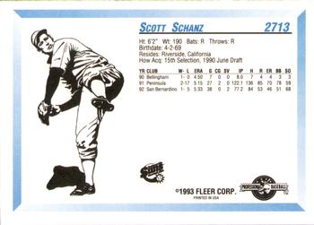 1993 Fleer ProCards #2713 Scott Schanz Back