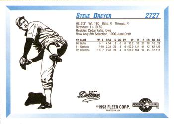 1993 Fleer ProCards #2727 Steve Dreyer Back