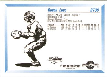 1993 Fleer ProCards #2735 Roger Luce Back