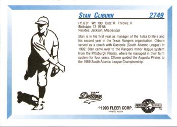 1993 Fleer ProCards #2749 Stan Cliburn Back