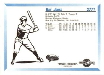 1993 Fleer ProCards #2771 Dax Jones Back