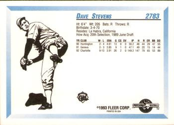 1993 Fleer ProCards #2783 Dave Stevens Back