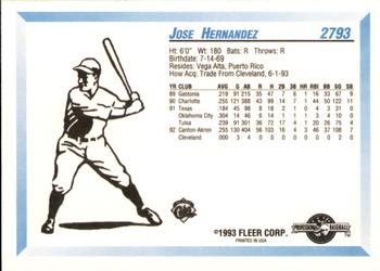 1993 Fleer ProCards #2793 Jose Hernandez Back