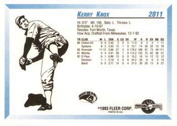 1993 Fleer ProCards #2811 Kerry Knox Back