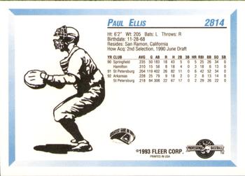 1993 Fleer ProCards #2814 Paul Ellis Back