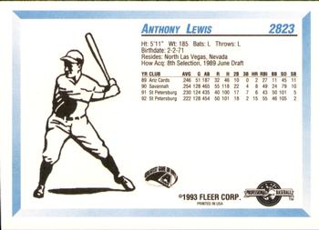 1993 Fleer ProCards #2823 Anthony Lewis Back