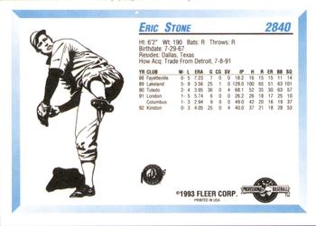 1993 Fleer ProCards #2840 Eric Stone Back