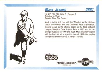 1993 Fleer ProCards #2881 Mack Jenkins Back