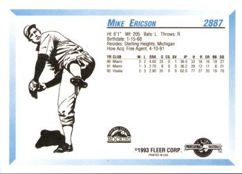 1993 Fleer ProCards #2887 Mike Ericson Back