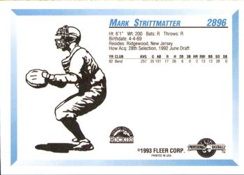 1993 Fleer ProCards #2896 Mark Strittmatter Back