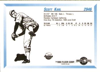 1993 Fleer ProCards #2946 Scott Karl Back