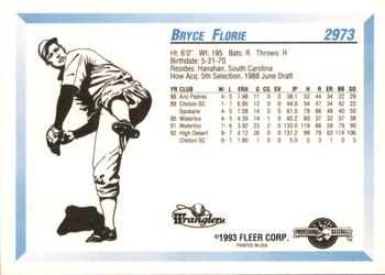 1993 Fleer ProCards #2973 Bryce Florie Back