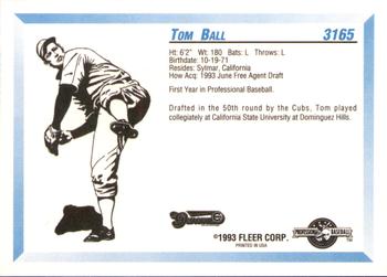 1993 Fleer ProCards #3165 Tom Ball Back