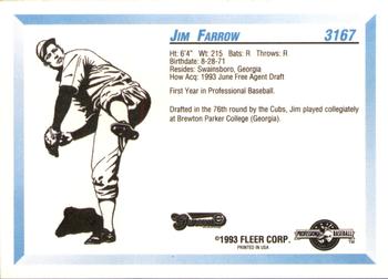 1993 Fleer ProCards #3167 Jim Farrow Back