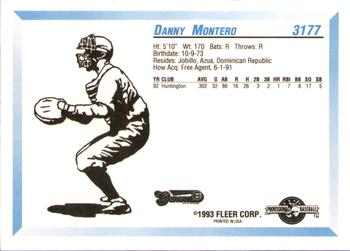 1993 Fleer ProCards #3177 Danny Montero Back