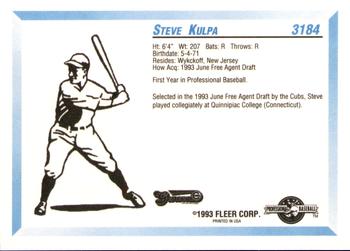 1993 Fleer ProCards #3184 Steve Kulpa Back