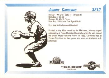 1993 Fleer ProCards #3212 Johnny Cardenas Back