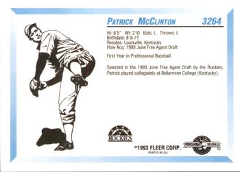 1993 Fleer ProCards #3264 Patrick McClinton Back
