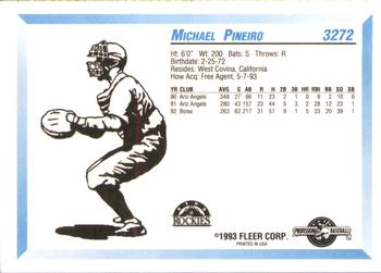 1993 Fleer ProCards #3272 Michael Pineiro Back