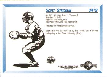 1993 Fleer ProCards #3419 Scott Stricklin Back