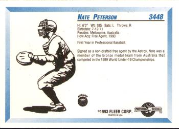 1993 Fleer ProCards #3448 Nate Peterson Back