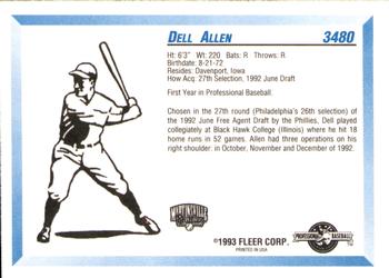 1993 Fleer ProCards #3480 Dell Allen Back