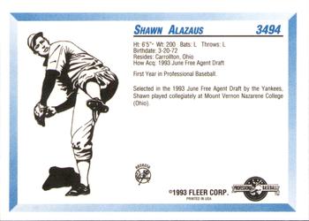 1993 Fleer ProCards #3494 Shawn Alazaus Back