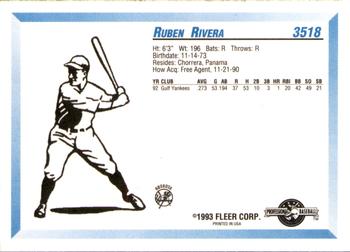 1993 Fleer ProCards #3518 Ruben Rivera Back