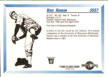 1993 Fleer ProCards #3557 Kris Hanson Back