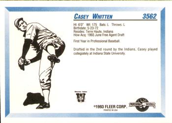 1993 Fleer ProCards #3562 Casey Whitten Back