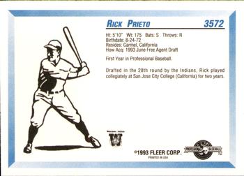 1993 Fleer ProCards #3572 Rick Prieto Back