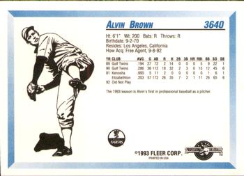 1993 Fleer ProCards #3640 Alvin Brown Back