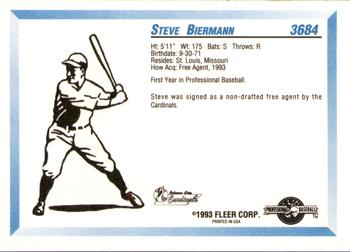 1993 Fleer ProCards #3684 Steve Biermann Back