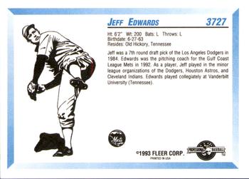 1993 Fleer ProCards #3727 Jeff Edwards Back