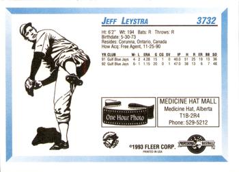 1993 Fleer ProCards #3732 Jeff Leystra Back