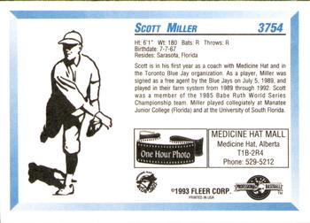 1993 Fleer ProCards #3754 Scott Miller Back