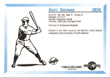 1993 Fleer ProCards #3834 Scott Southard Back