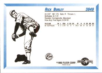 1993 Fleer ProCards #3849 Rick Burley Back