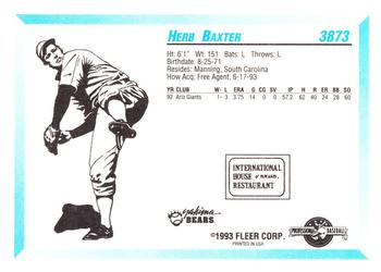 1993 Fleer ProCards #3873 Herb Baxter Back