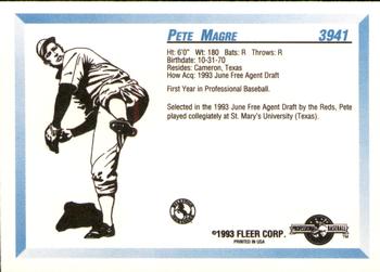 1993 Fleer ProCards #3941 Pete Magre Back