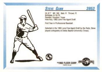 1993 Fleer ProCards #3953 Steve Gann Back