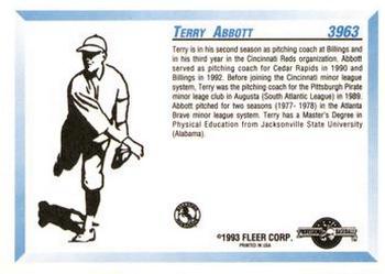 1993 Fleer ProCards #3963 Terry Abbott Back