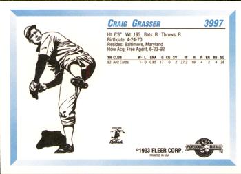1993 Fleer ProCards #3997 Craig Grasser Back