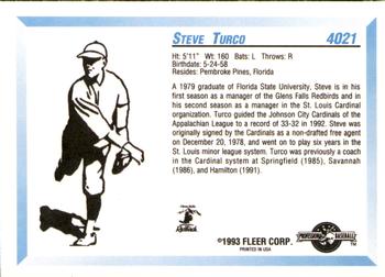 1993 Fleer ProCards #4021 Steve Turco Back