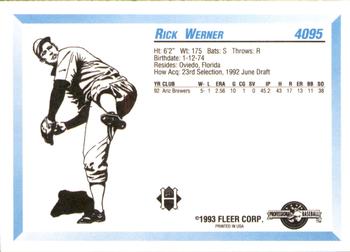 1993 Fleer ProCards #4095 Rick Werner Back