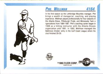 1993 Fleer ProCards #4164 Phil Wellman Back